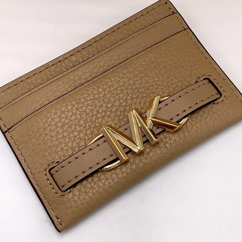 MICHAEL KORS Reed Large Pebbled Leather Card Holder Case Wallet COLOR: CAMEL